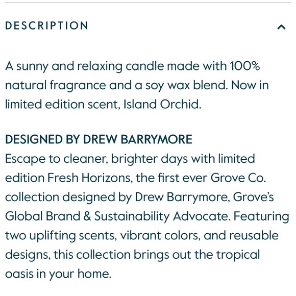 Grove Co Candle SOY Wax Blend Island Orchid New without box 5.5 oz - Picture 4 of 14